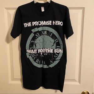 American Apparel black t-shirt THE PROMISE HERO Wait For The Sun Logo.  Size XS